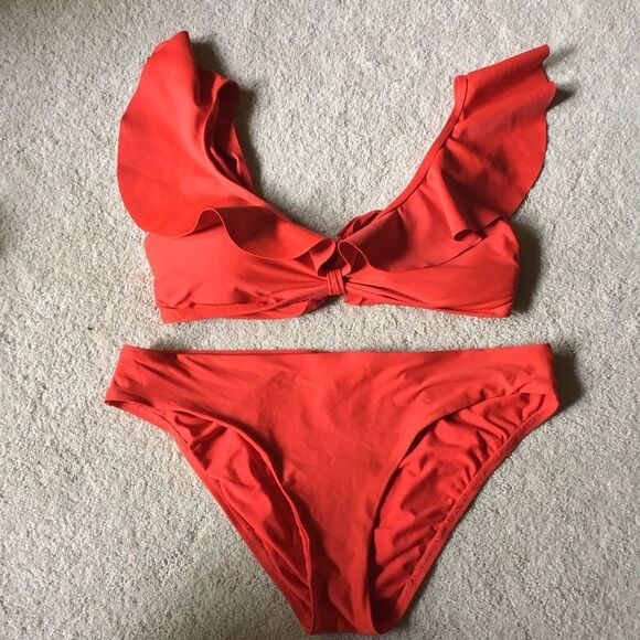Antonio Melani Red Ruffled Bikini Set - Picture 1 of 8